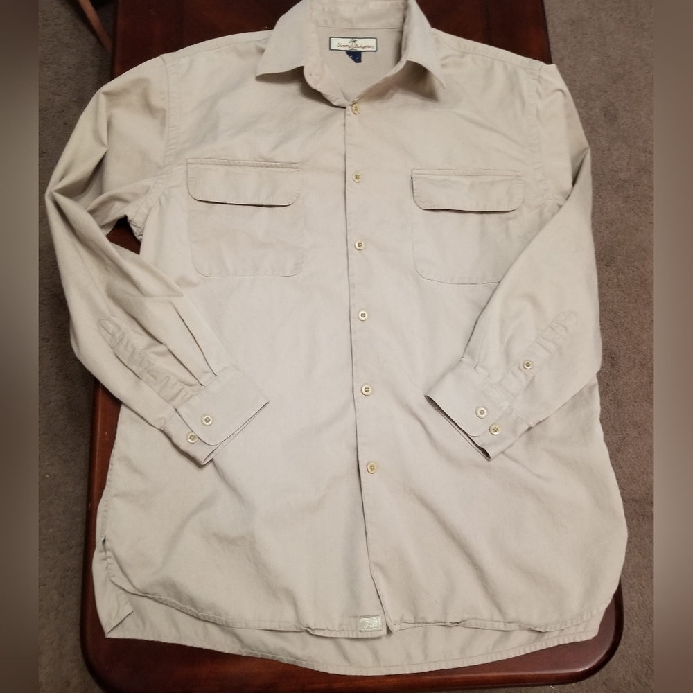 Men's Tommy Bahama Beige Long Sleeve Button-Up L